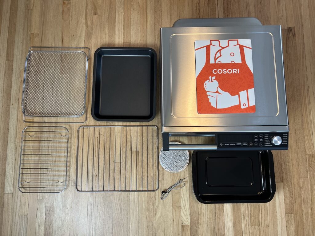 Cosori 26 quart air fryer oven all pieces 