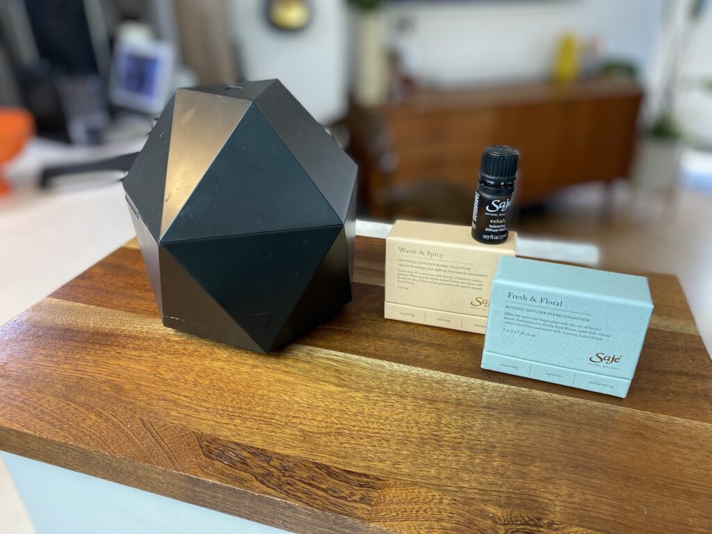 saje wellness, essential oils, review, diffuser, cordless