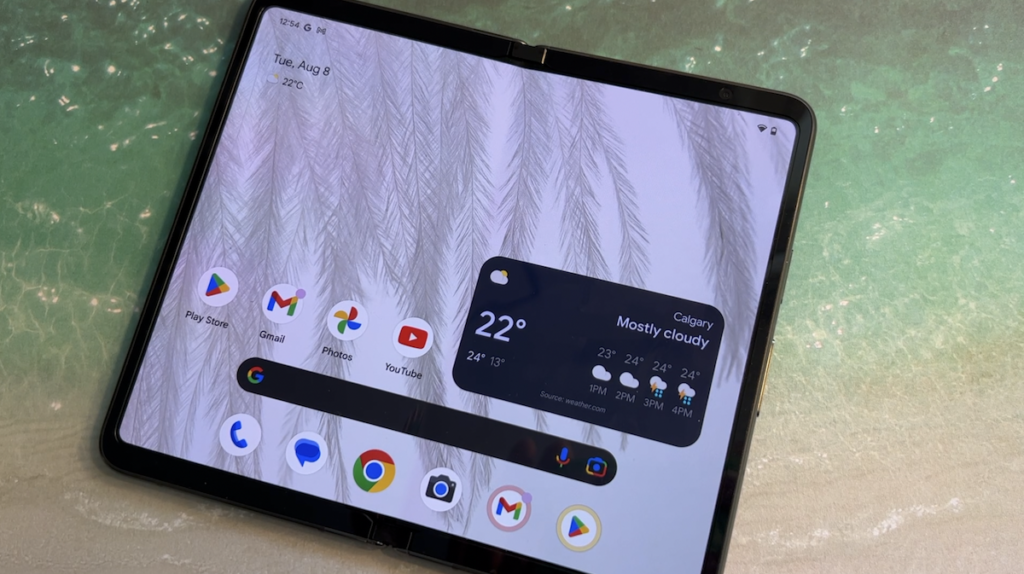 GOOGLE PIXEL FOLD open on table.