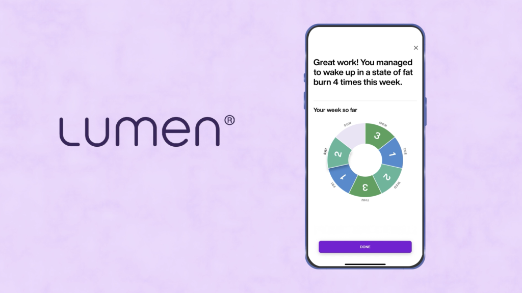 Lumen device giving weekly results in the app.