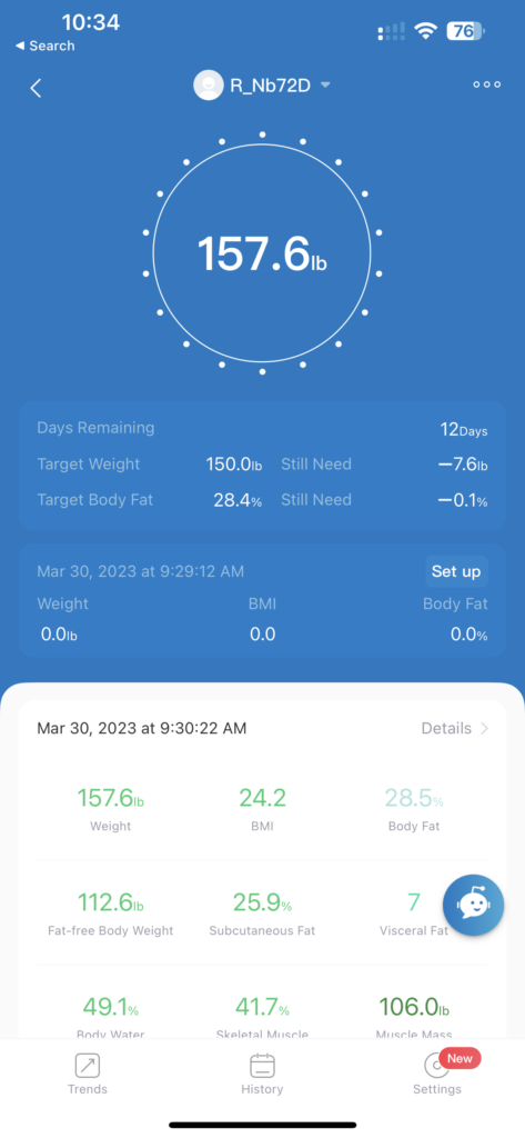 Renpho Health app screen