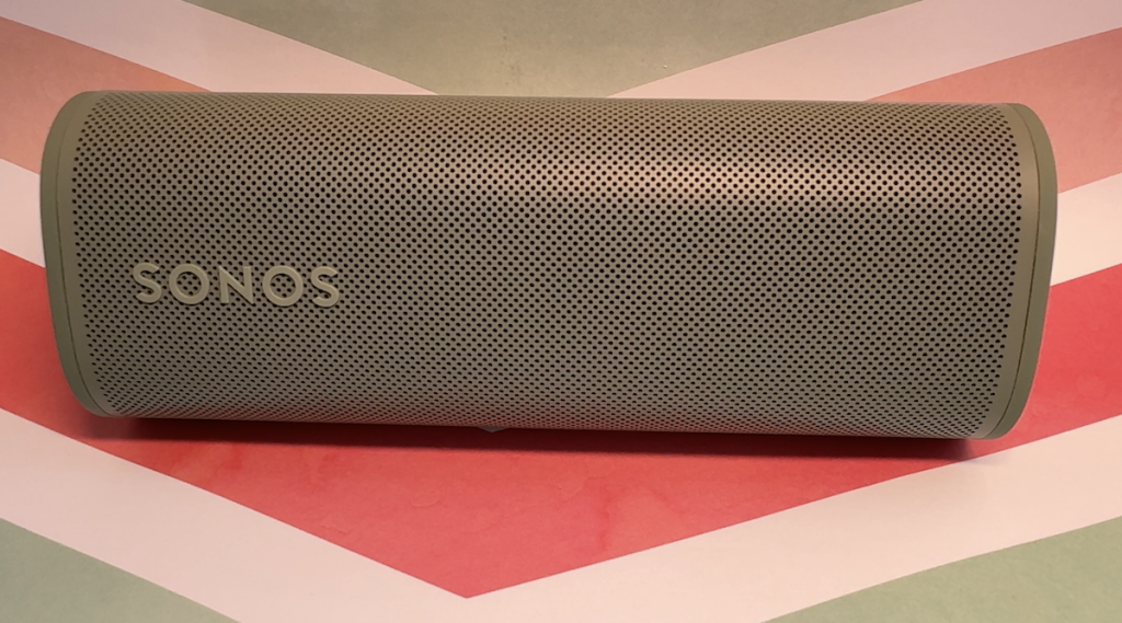 Sonos roam 2 on colourful background.