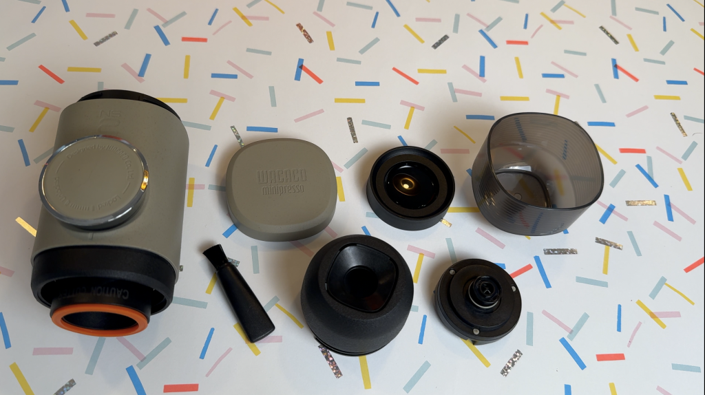 Wacaco Miniprresso NS2 review with all parts laid out.